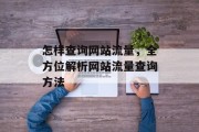 怎样查询网站流量,全方位解析网站流量查询方法 怎样查询网站流量,全方位解析网站流量查询方法