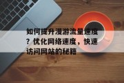 如何提升漫游流量速度?优化网络速度,快速访问网站的秘籍