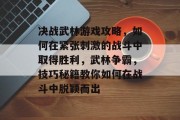 决战武林游戏攻略,如何在紧张刺激的战斗中取得胜利,武林争霸,技巧秘籍教你如何在战斗中脱颖而出 决战武林游戏攻略,如何在紧张刺激的战斗中取得胜利,武林争霸,技巧秘籍教你如何在战斗中脱颖而出