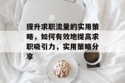 提升求职流量的实用策略，如何有效地提高求职吸引力，实用策略分享