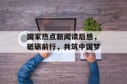 国家热点新闻读后感，砥砺前行，共筑中国梦