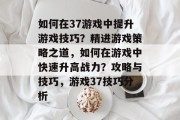 如何在37游戏中提升游戏技巧？精进游戏策略之道，如何在游戏中快速升高战力？攻略与技巧，游戏37技巧分析