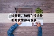 流量荒,如何在没流量的时代生存与发展 流量荒,如何在没流量的时代生存与发展
