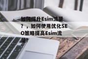 如何提升Esim流量?,如何使用优化SEO策略提高Esim流量?