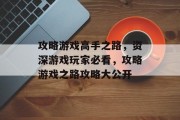 攻略游戏高手之路，资深游戏玩家必看，攻略游戏之路攻略大公开