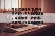 电商流量提升法 提升用户转化率与销售增长,电商流量、转化率、销售增长等营销策略提升。