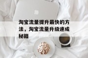 淘宝流量提升最快的方法，淘宝流量升级速成秘籍