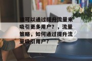 谁可以通过提升流量来吸引更多用户?,流量策略,如何通过提升流量吸引用户? 谁可以通过提升流量来吸引更多用户?,流量策略,如何通过提升流量吸引用户?
