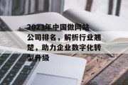 2023年中国做网站公司排名，解析行业翘楚，助力企业数字化转型升级