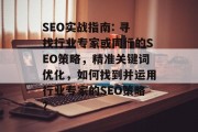 SEO实战指南: 寻找行业专家或同行的SEO策略,精准关键词优化,如何找到并运用行业专家的SEO策略?
