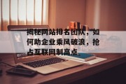 揭秘网站排名团队,如何助企业乘风破浪,抢占互联网制高点 揭秘网站排名团队,如何助企业乘风破浪,抢占互联网制高点