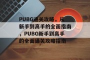 PUBG通关攻略,从新手到高手的全面指南,PUBG新手到高手的全面通关攻略指南 PUBG通关攻略,从新手到高手的全面指南,PUBG新手到高手的全面通关攻略指南