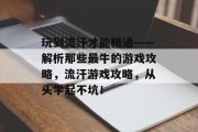 玩到流汗才能精通——解析那些最牛的游戏攻略,流汗游戏攻略,从头学起不坑! 玩到流汗才能精通——解析那些最牛的游戏攻略,流汗游戏攻略,从头学起不坑!