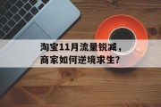 淘宝11月流量锐减,商家如何逆境求生? 淘宝11月流量锐减,商家如何逆境求生?