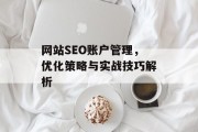 网站SEO账户管理,优化策略与实战技巧解析 网站SEO账户管理,优化策略与实战技巧解析