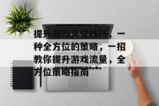 提升游戏流量技巧,一种全方位的策略,一招教你提升游戏流量,全方位策略指南