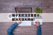 锤子系统没流量显示,解决方法大揭秘! 锤子系统没流量显示,解决方法大揭秘!