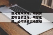 遇见游戏攻略,如何做出明智的选择,明智选择,如何玩转游戏策略 遇见游戏攻略,如何做出明智的选择,明智选择,如何玩转游戏策略