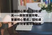掌握核心要点,轻松通关——即刻掌握攻略,掌握核心要点,轻松通关,即刻掌握攻略秘籍 掌握核心要点,轻松通关——即刻掌握攻略,掌握核心要点,轻松通关,即刻掌握攻略秘籍