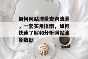 如何网站流量查询流量,一套实用指南,如何快速了解和分析网站流量数据 如何网站流量查询流量,一套实用指南,如何快速了解和分析网站流量数据