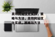 高效网站优化实战,策略与方法,高效网站优化实战,策略与方法