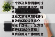 SEO在线优化网站是一个涉及多种因素的过程,包括网站内容、技术选型、用户体验等。这篇文章将从如何进行有效的SEO优化来介绍这个过程。,全方位解析SEO优化策略,从内容到用户体验的全程指南