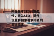 网站程序SEO的重要性,网站SEO,提升流量和搜索引擎排名的关键要素 网站程序SEO的重要性,网站SEO,提升流量和搜索引擎排名的关键要素