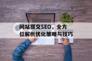 网站提交SEO,全方位解析优化策略与技巧 网站提交SEO,全方位解析优化策略与技巧