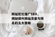 网站优化推广SEO,揭秘提升网站流量与排名的五大策略 网站优化推广SEO,揭秘提升网站流量与排名的五大策略