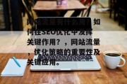 网站流量有什么用？如何在SEO优化中发挥关键作用？，网站流量，优化策略的重要性及关键应用。