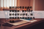 新手SEO专家必备的步骤指南，新手SEO新手必学10步走，如何快速提升网站排名与流量