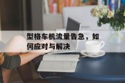 型格车机流量告急,如何应对与解决 型格车机流量告急,如何应对与解决