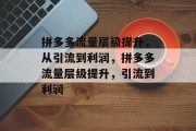 拼多多流量层级提升，从引流到利润，拼多多流量层级提升，引流到利润