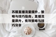 苏醒直播流量提升,策略与技巧指南,直播流量飙升,有效策略与技巧分享 苏醒直播流量提升,策略与技巧指南,直播流量飙升,有效策略与技巧分享