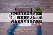 如何提升自然搜索流量?,搜索引擎优化,提升自然搜索流量的策略 如何提升自然搜索流量?,搜索引擎优化,提升自然搜索流量的策略