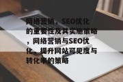 网络营销,SEO优化的重要性及其实施策略,网络营销与SEO优化,提升网站可见度与转化率的策略