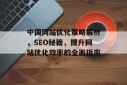 中国网站优化策略解析,SEO秘籍,提升网站优化效率的全面指南 中国网站优化策略解析,SEO秘籍,提升网站优化效率的全面指南