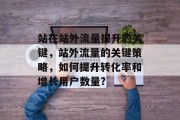 站在站外流量提升的关键，站外流量的关键策略，如何提升转化率和增长用户数量?