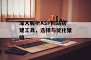 深入解析ASP网站搭建工具,选择与优化策略 深入解析ASP网站搭建工具,选择与优化策略