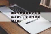 如何免费提升自己的网站流量?,如何提高网站流量? 如何免费提升自己的网站流量?,如何提高网站流量?
