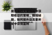提升每日流量并从中获取收益的策略,赚钱秘籍,如何提升日流量并从中获得盈利 提升每日流量并从中获取收益的策略,赚钱秘籍,如何提升日流量并从中获得盈利
