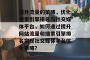 提升流量的策略,优化搜索引擎排名与社交媒体平台,如何通过提升网站流量和搜索引擎排名实现社交媒体平台优化策略? 提升流量的策略,优化搜索引擎排名与社交媒体平台,如何通过提升网站流量和搜索引擎排名实现社交媒体平台优化策略?