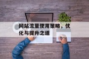 网站流量使用策略,优化与提升之道 网站流量使用策略,优化与提升之道