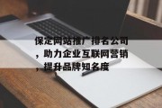 保定网站推广排名公司,助力企业互联网营销,提升品牌知名度 保定网站推广排名公司,助力企业互联网营销,提升品牌知名度