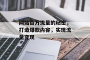 网站百万流量的秘密,打造爆款内容,实现流量变现 网站百万流量的秘密,打造爆款内容,实现流量变现