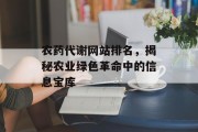 农药代谢网站排名,揭秘农业绿色革命中的信息宝库 农药代谢网站排名,揭秘农业绿色革命中的信息宝库