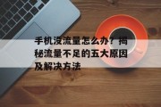手机没流量怎么办?揭秘流量不足的五大原因及解决方法 手机没流量怎么办?揭秘流量不足的五大原因及解决方法
