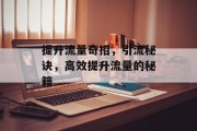 提升流量奇招,引流秘诀,高效提升流量的秘籍 提升流量奇招,引流秘诀,高效提升流量的秘籍