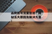 品牌账号流量低迷?揭秘五大原因及解决方案! 品牌账号流量低迷?揭秘五大原因及解决方案!