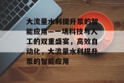 大流量水利提升泵的智能应用—一场科技与人工的双重盛宴，高效自动化，大流量水利提升泵的智能应用